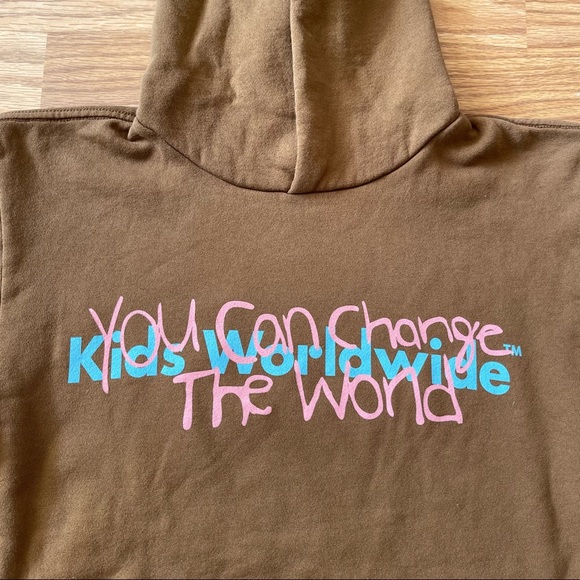NEW KIDS WORLDWIDE YOU CAN CHANGE THE WORLD BROWN HOODIE SZ XS - Picture 2 of 7